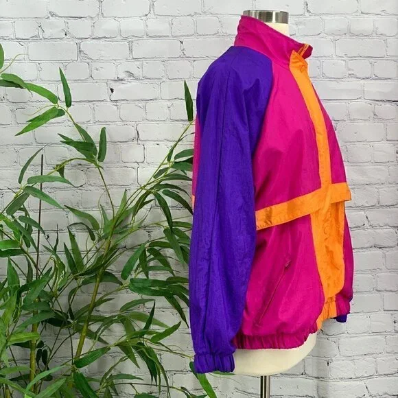 Bill Blass Petites Multicolor Vintage Windbreaker - Picture 2 of 6